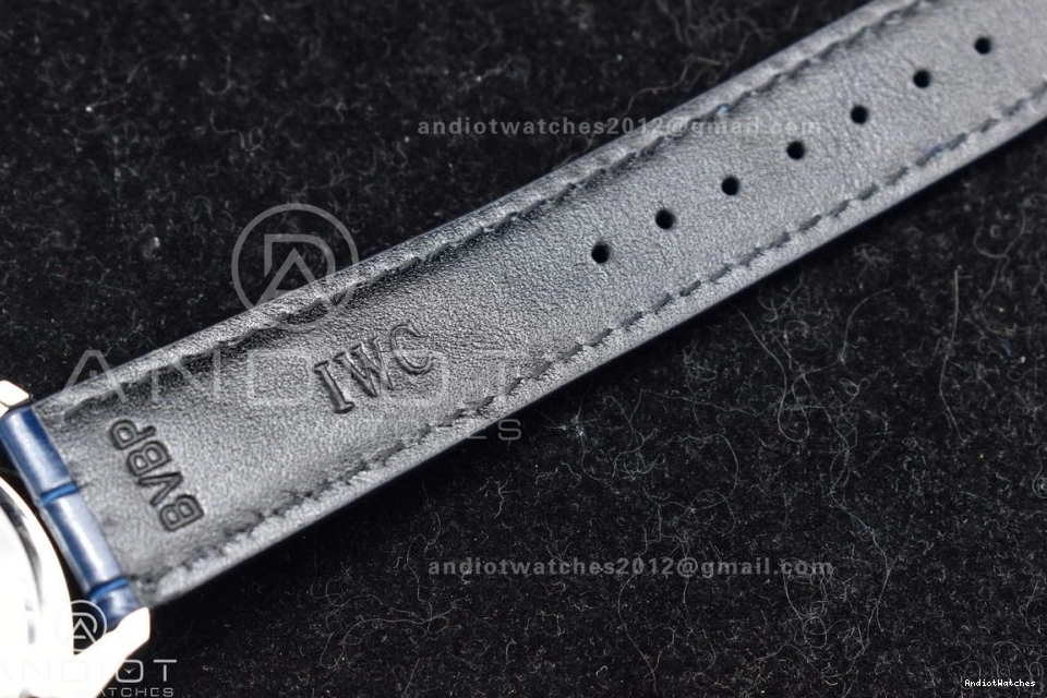 A Dial Chrono Blue Strap ZF Blue on Best 1:1 Portuguese Edition 1019 White SmartChoice Leather IW371620 0406